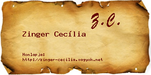 Zinger Cecília névjegykártya